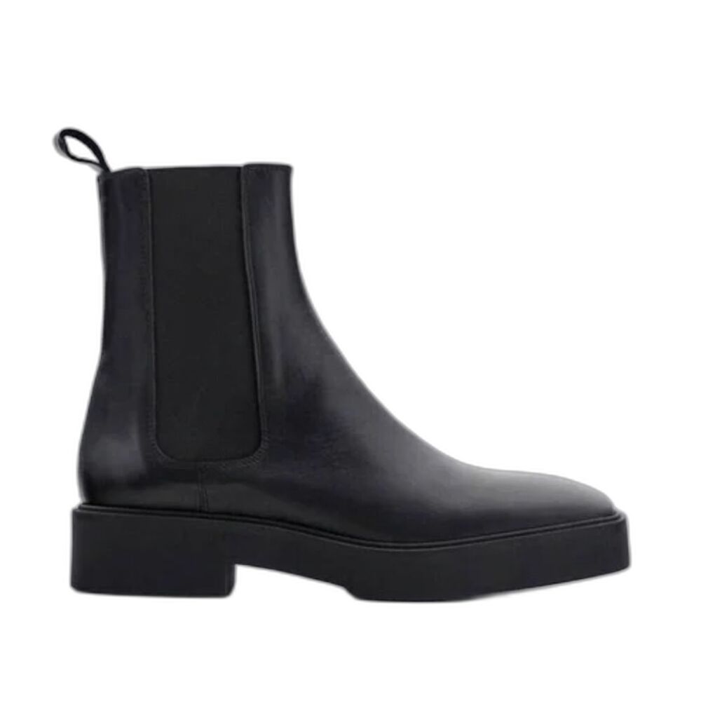 Zara Black Leather Square Toe Chelsea Boots Size EU 38 US 7.5 New With Tags